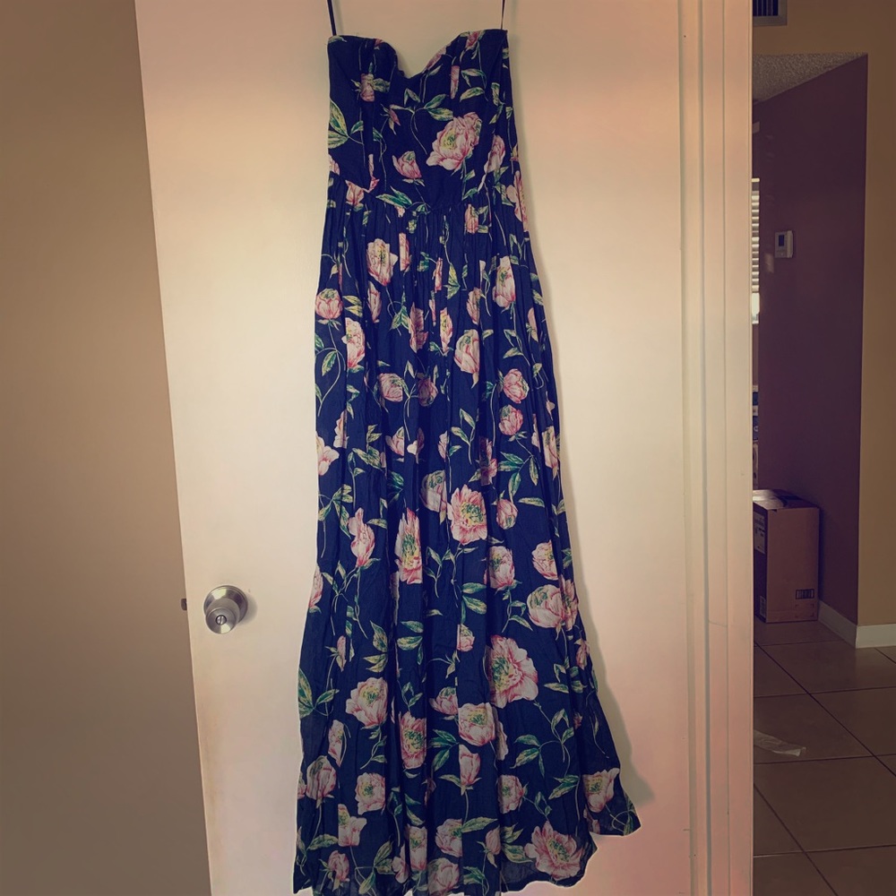 French Connection floral strapless maxi dress